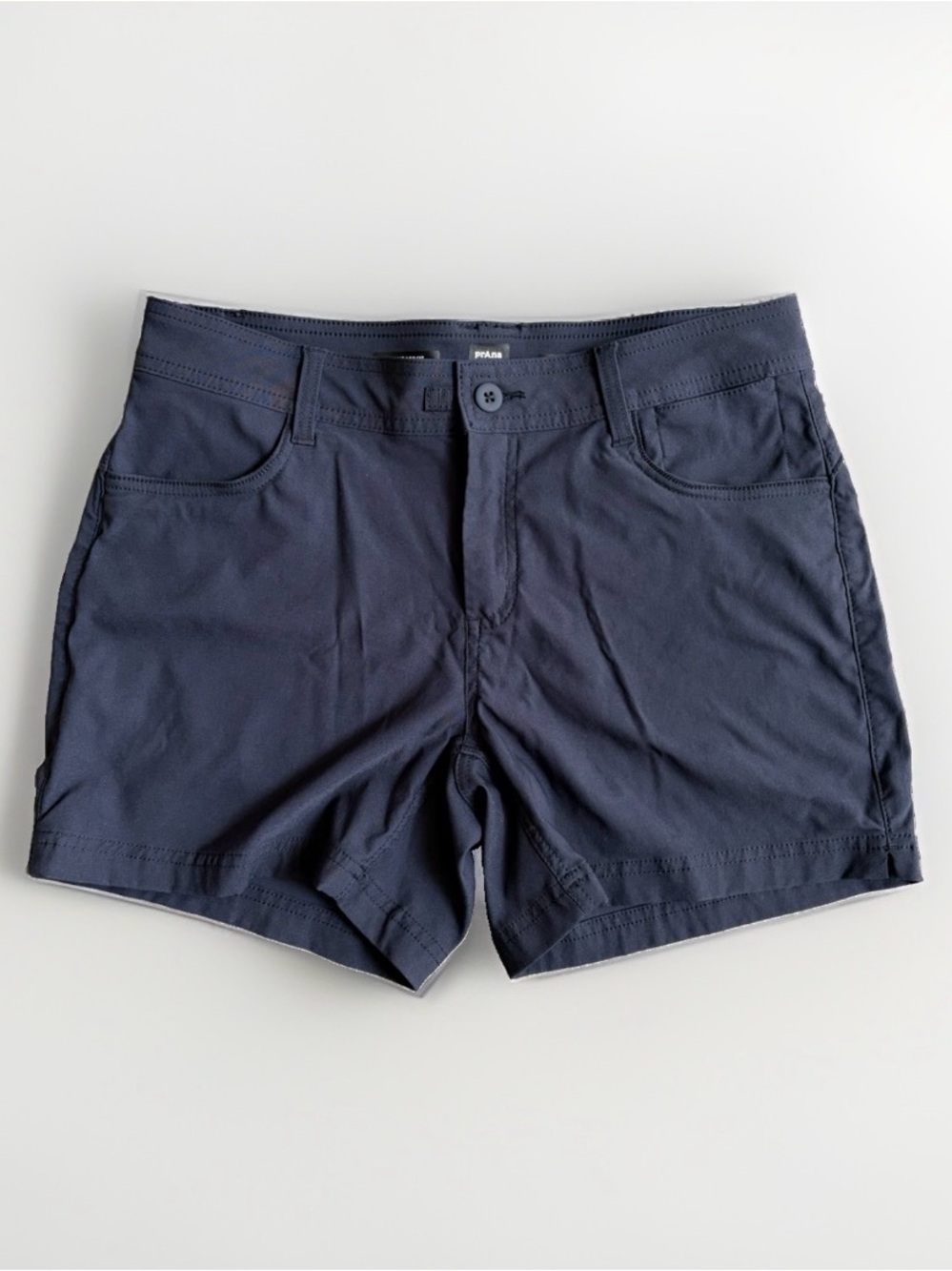 prAna Halle Shorts Womens Size 8 Navy Blue Stretch Zion Hiking Outdoor 5" Inseam